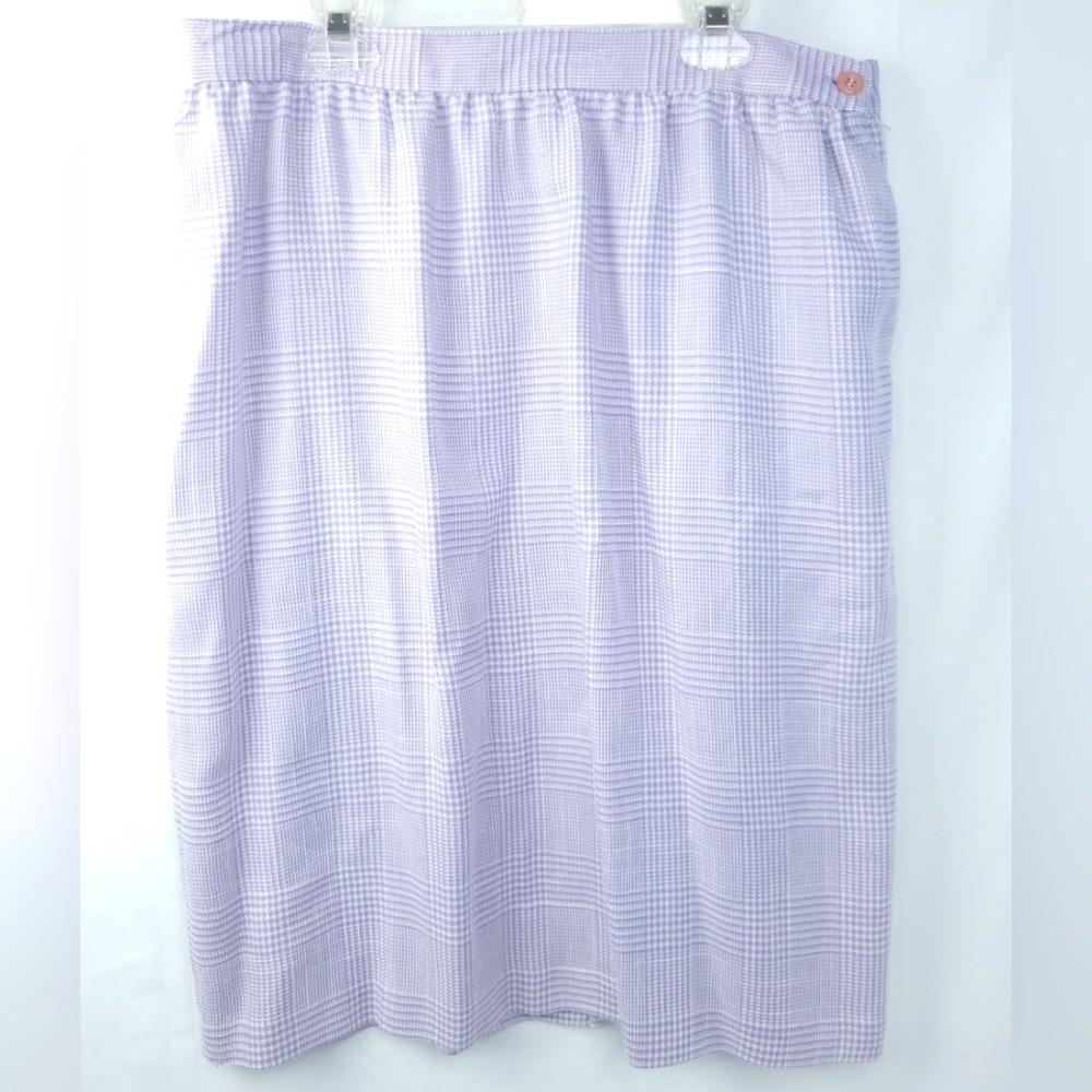 Lavender and White Plaid Herringbone Women's Skirt Modest Cottagecore Pocket